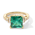 D'Joy Lab Grown Smaragd, Lab Grown Diamant Ring 925 Silber 750 Gelbgold vermeil (Größe 18.00) ca. 4,58 ct