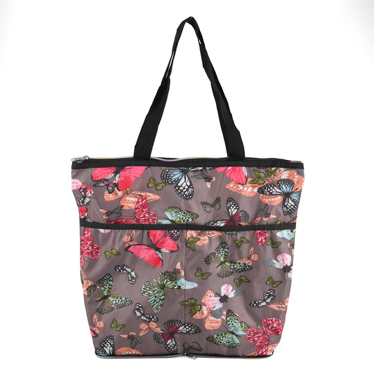 Faltbare Einkaufstasche mit Vogelmotiv, 45 x 38 x 16 cm, Blau