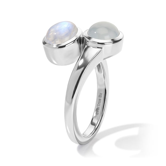 EVER TRUE Milky Aquamarin, Regenbogen Mondstein Ring Reine Bronze (Größe 21.00) ca. 2.71 ct