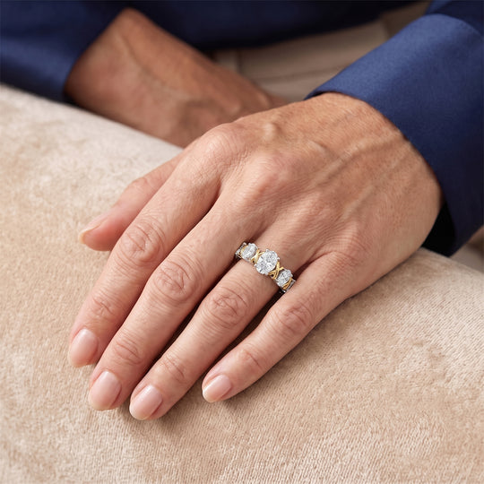 LUXURIANT DIAMOND - Lab Grown Diamant SGL zertifiziert SI-GH Ring 925 Silber Rhodiniert und 750 Gelbgold Vermeil (Größe 18.00) ca. 1,50 ct