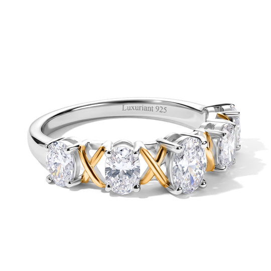 LUXURIANT DIAMOND - Lab Grown Diamant SGL zertifiziert SI-GH Ring 925 Silber Rhodiniert und 750 Gelbgold Vermeil (Größe 18.00) ca. 1,50 ct
