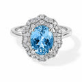LUXORO AAA Santamaria Aquamarin, Weißer Diamant Ring 417 Gold (Größe 17.00) ca. 2,67 ct