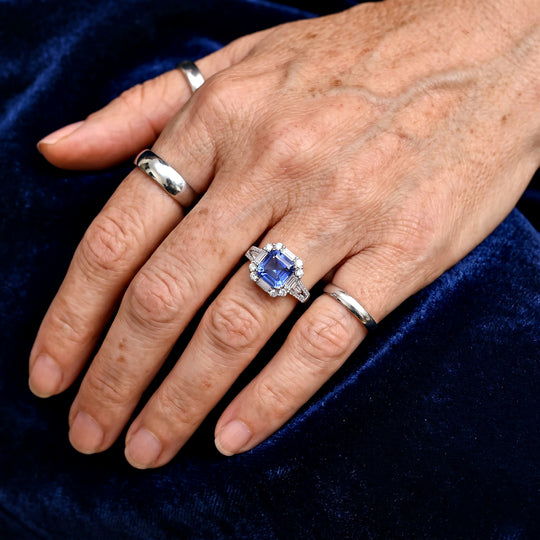 D'Joy Farbwechsel Fluorit, Moissanit Ring 925 Silber Rhodiniert (Größe 18.00) (10-15 Werktage Lieferzeit) ca. 4.74 ct