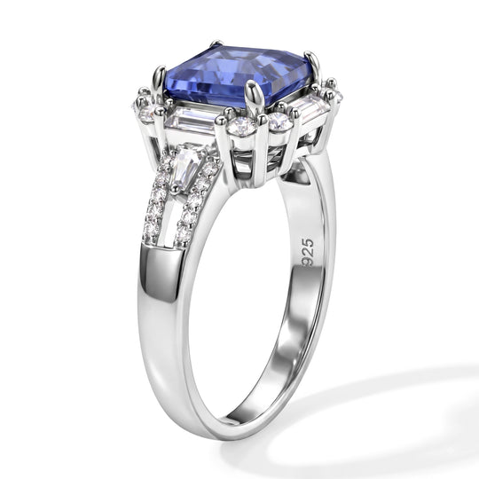 D'Joy Farbwechsel Fluorit, Moissanit Ring 925 Silber Rhodiniert (Größe 18.00) (10-15 Werktage Lieferzeit) ca. 4.74 ct