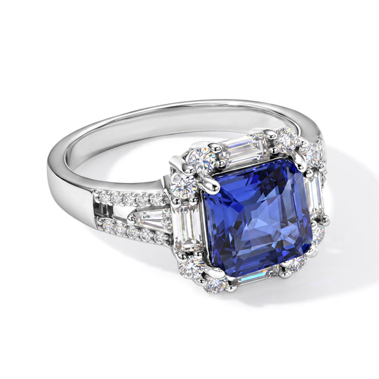 D'Joy Farbwechsel Fluorit, Moissanit Ring 925 Silber Rhodiniert (Größe 18.00) (10-15 Werktage Lieferzeit) ca. 4.74 ct