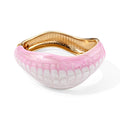 Emaille-Armreif mit marmoriertem Fächermuster, 18cm, Rosa-Weiß, Legierung in Goldton