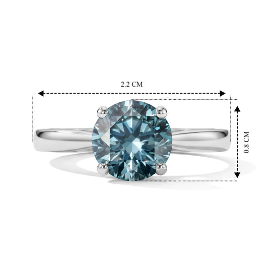 D'Joy Paraiba Moissanit Solitär Ring, 925 Silber rhodiniert - 1,21 ct.