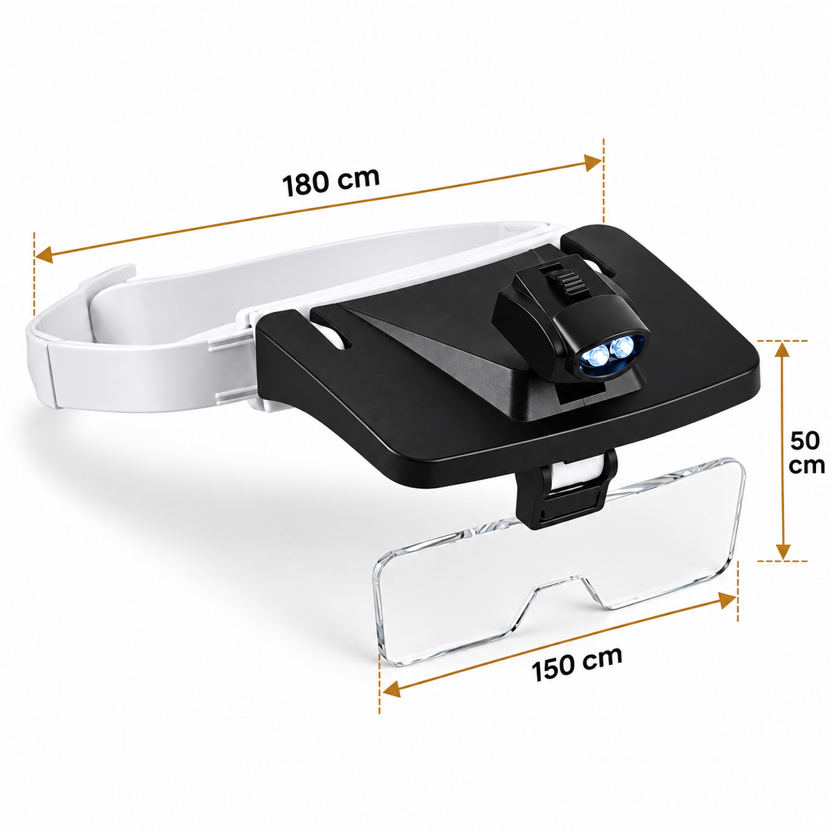 LIVMORE, Kopflupe mit 2 LEDs, 1- bis 3,5-fache Vergrößerung, 180 x 150 x 50 mm