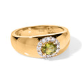 Peridot Arizona, Weißer Zirkon Ring 925 Silber 750 Vergoldet (Größe 17.00) ca. 0,62 ct