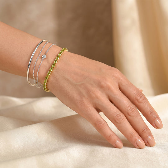 D'Joy Peridot Arizona 20cm Armband, 925 Silber 750 Gelbgold Vermeil - 8,65 ct.