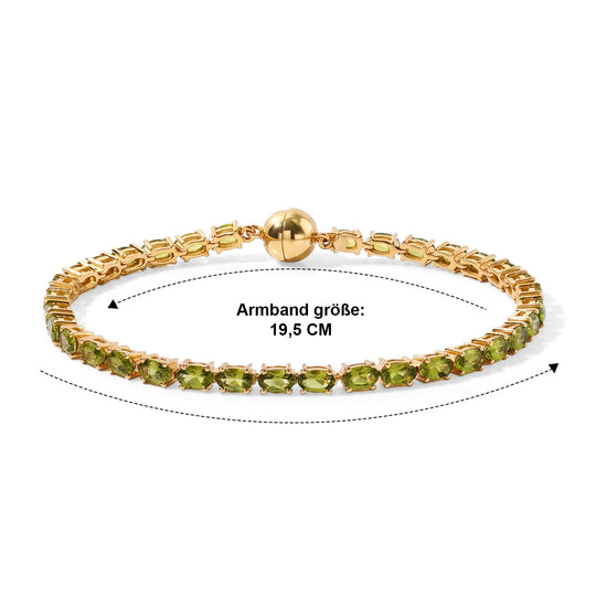 D'Joy Peridot Arizona 19cm Armband, 925 Silber 750 Gelbgold Vermeil - 8,16 ct.