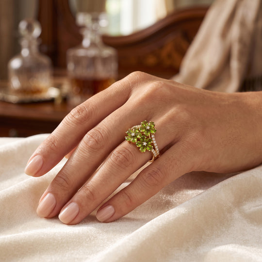 EVER TRUE Peridot Arizona, Weißer Zirkon Ring Reine Bronze (Größe 18.00) ca. 2,86 ct