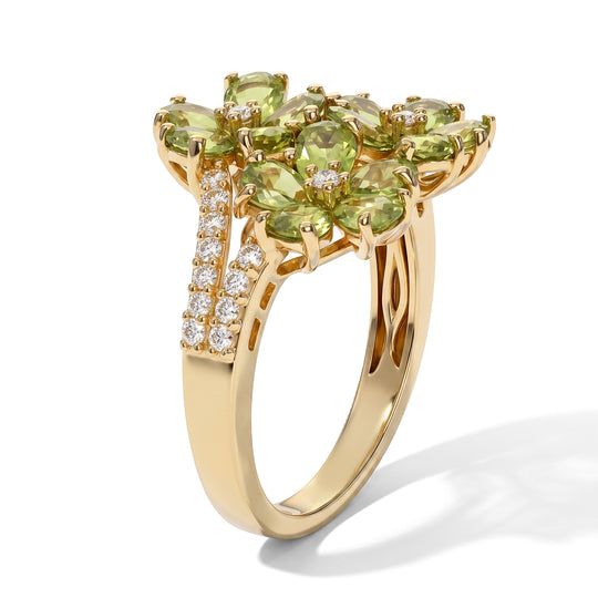 EVER TRUE Peridot Arizona, Weißer Zirkon Ring Reine Bronze (Größe 18.00) ca. 2,86 ct