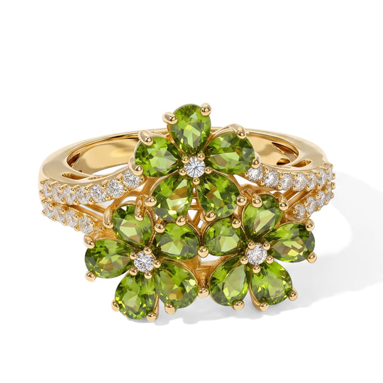 EVER TRUE Peridot Arizona, Weißer Zirkon Ring Reine Bronze (Größe 18.00) ca. 2,86 ct