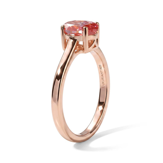 LUXURIANT zertifizierter und geprüfter VS-EF SGL zertifizierter Labor rosa Diamant Ring, 925 Silber 750 Roségold Vermeil - 1,06 ct.