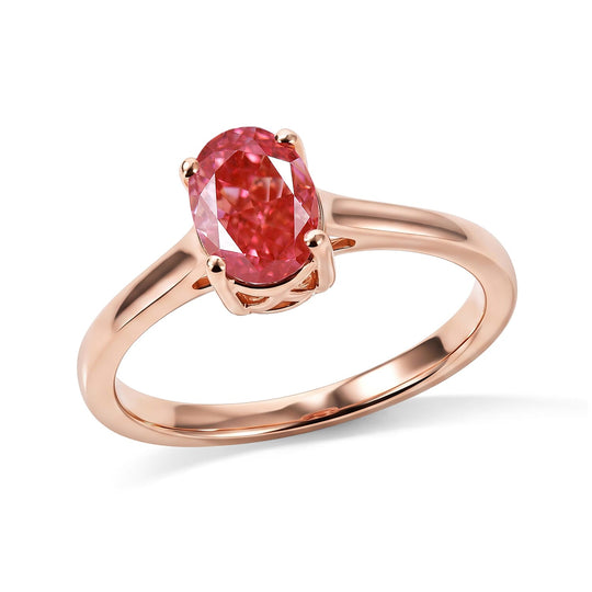 LUXURIANT zertifizierter und geprüfter VS-EF SGL zertifizierter Labor rosa Diamant Ring, 925 Silber 750 Roségold Vermeil - 1,06 ct.