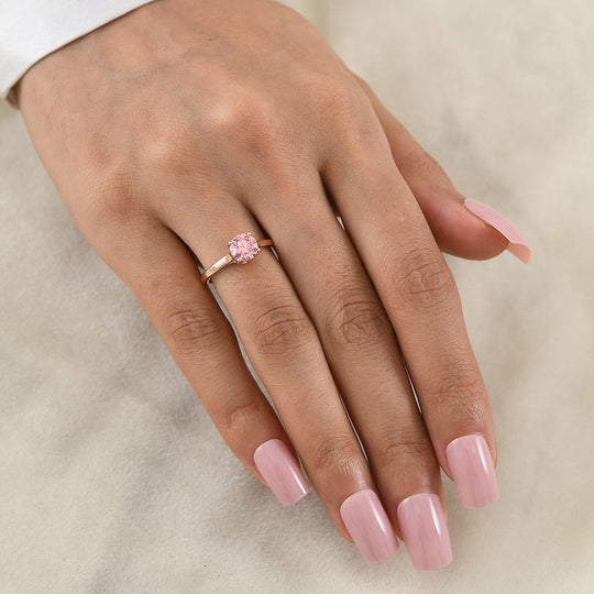 LUXURIANT DIAMOND - Lab Grown Rosa Diamant VS-EF SGL zertifiziert Ring 925 Silber 750 Roségold vermeil (Größe 16.50) ca. 1,05 ct