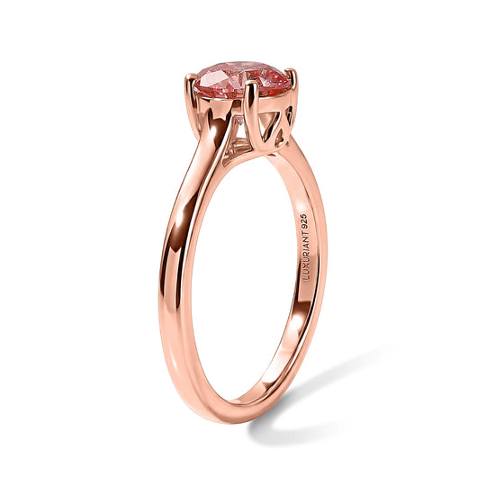 LUXURIANT DIAMOND - Lab Grown Rosa Diamant VS-EF SGL zertifiziert Ring 925 Silber 750 Roségold vermeil (Größe 16.50) ca. 1,05 ct