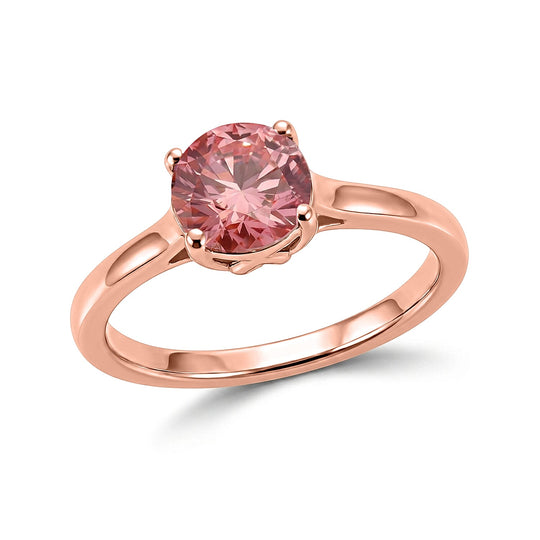 LUXURIANT DIAMOND - Lab Grown Rosa Diamant VS-EF SGL zertifiziert Ring 925 Silber 750 Roségold vermeil (Größe 16.50) ca. 1,05 ct