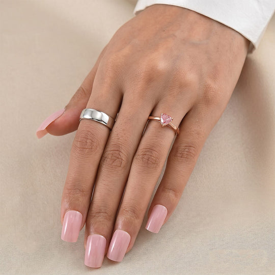 LUXURIANT zertifizierter und geprüfter VS-EF SGL zertifizierter Labor rosa Diamant Ring, 925 Silber 750 Roségold Vermeil - 1,03 ct.