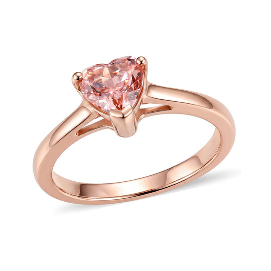 LUXURIANT zertifizierter und geprüfter VS-EF SGL zertifizierter Labor rosa Diamant Ring, 925 Silber 750 Roségold Vermeil - 1,03 ct.