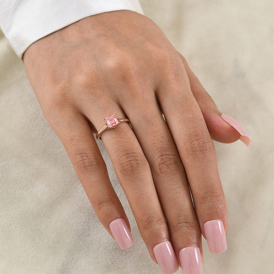 LUXURIANT zertifizierter und geprüfter VS-EF SGL zertifizierter Labor rosa Diamant Ring, 925 Silber 750 Roségold Vermeil - 1,04 ct.