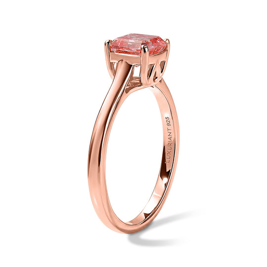 LUXURIANT zertifizierter und geprüfter VS-EF SGL zertifizierter Labor rosa Diamant Ring, 925 Silber 750 Roségold Vermeil - 1,04 ct.