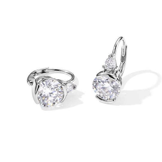 D'Joy Moissanit Ohrringe, 925 Silber 750 Gelbgold Vermeil - 4,06 ct.