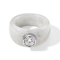 D'Joy natürlicher weißer Jade und Moissanit Ring - 33,05 ct.