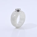 D'Joy Weiße Jade, Moissanit Ring 925 Silber Rhodiniert (Größe 18.00) (10-15 Werktage Lieferzeit) ca. 29.00 ct