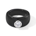 D'Joy natürlicher schwarzer Jade und Moissanit Ring, 925 Silber rhodiniert - 31,87 ct.