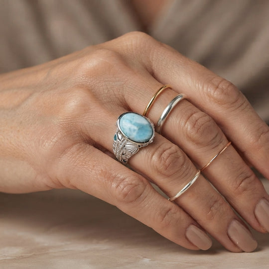 EVER TRUE AAA Larimar, Neon Apatit Ring Reine Bronze (Größe 19.00) ca. 6,09 ct