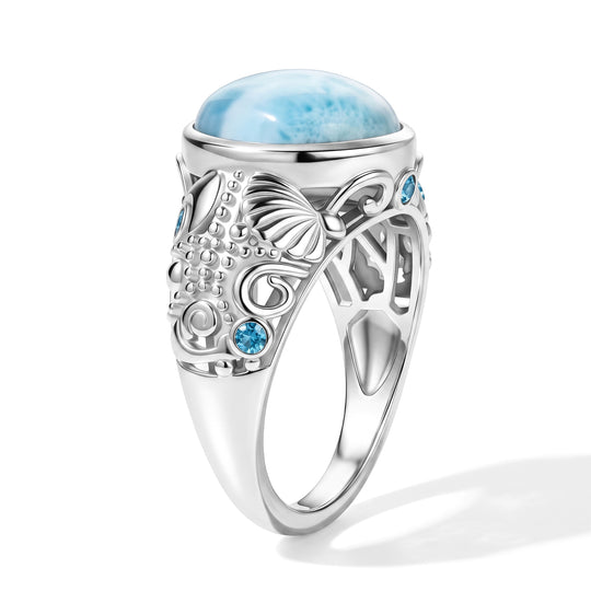EVER TRUE AAA Larimar, Neon Apatit Ring Reine Bronze (Größe 19.00) ca. 6,09 ct
