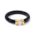 D'Joy Schwarze Jade, Moissanit Ring 925 Silber Rhodiniert (Größe 16.00) ca. 9,94 ct