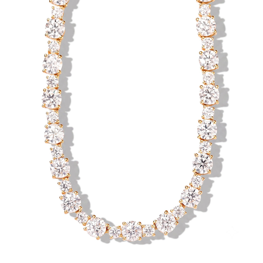 D'Joy Moissanit Halskette ca. 50 cm 925 Silber 750 Gelbgold vermeil ca. 30.72 ct
