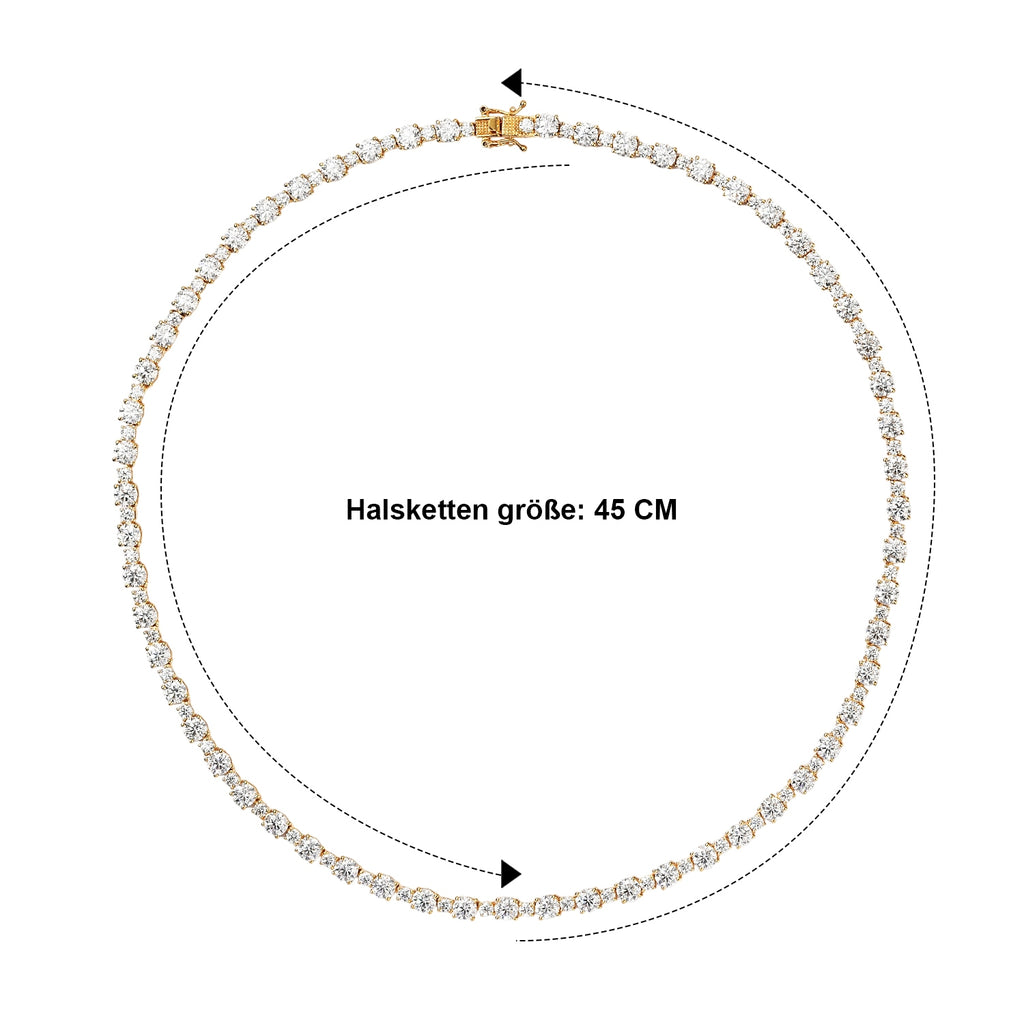 D'Joy Moissanit Halskette ca. 50 cm 925 Silber 750 Gelbgold vermeil ca. 30.72 ct
