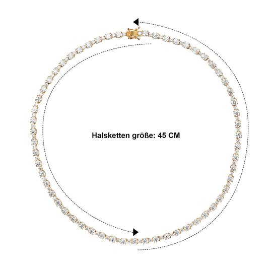 D'Joy Moissanit 50cm Halskette, 925 Silber 750 Gelbgold Vermeil - 30,72 ct.