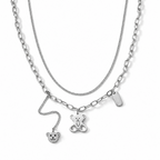 2er-Halsketten-Set mit Teddybärmotiv, 316L-Edelstahl, ca. 47 cm + 3,8 cm Verlängerung und 59,7 cm, ca. 20,00 g