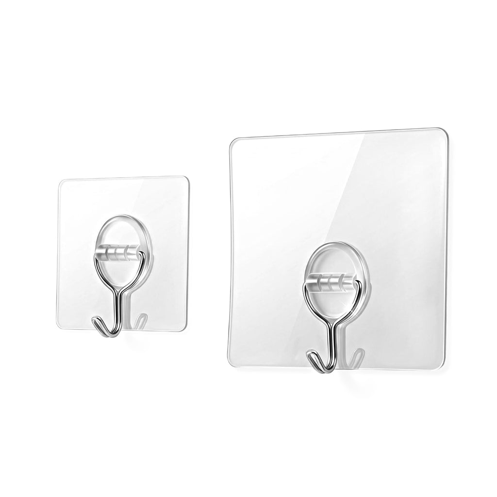 LIVMORE, 10 abnehmbare Klebehaken, je 5 Stück in 10 x 10 cm und 7 x 7 cm, Transparent