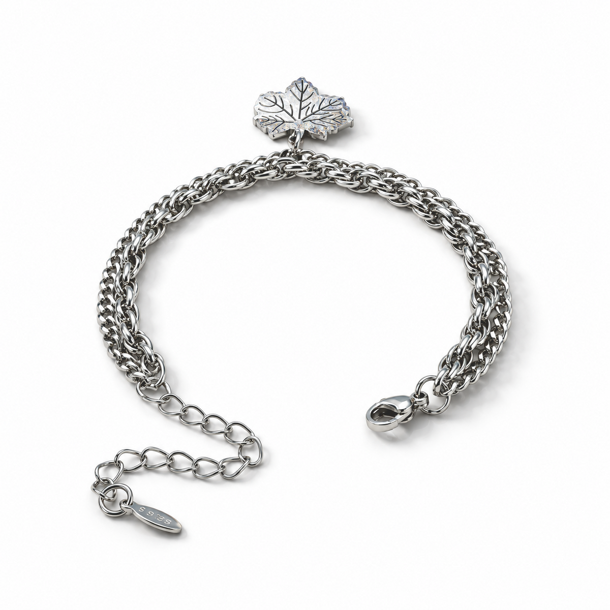 Charm-Armband mit Blütenmotiv, 316L-Edelstahl, ca. 16,5 cm, ca. 9,60 g