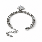 Charm-Armband mit Blütenmotiv, 316L-Edelstahl, ca. 16,5 cm, ca. 9,60 g