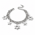 Charm-Armband mit Sternmotiven, 316L-Edelstahl, ca. 16,5 cm, ca. 12,80 g
