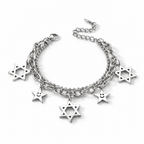 Charm-Armband mit Sternmotiven, 316L-Edelstahl, ca. 16,5 cm, ca. 12,80 g