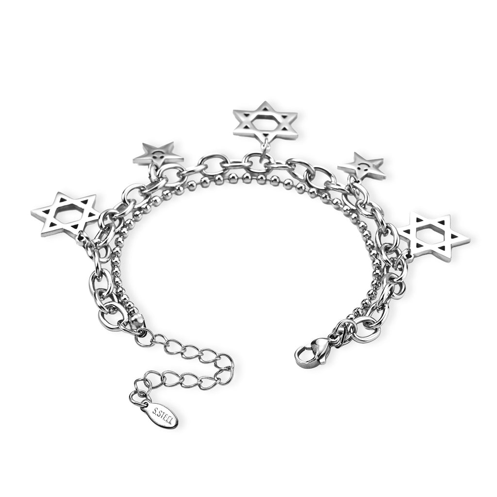 Charm-Armband mit Sternmotiven, 316L-Edelstahl, ca. 16,5 cm, ca. 12,80 g