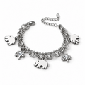 Charm-Armband mit Elefantenmotiven, 316L-Edelstahl, ca. 18 cm, ca. 18,90 g