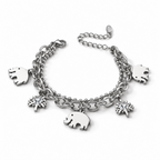 Charm-Armband mit Elefantenmotiven, 316L-Edelstahl, ca. 18 cm, ca. 18,90 g