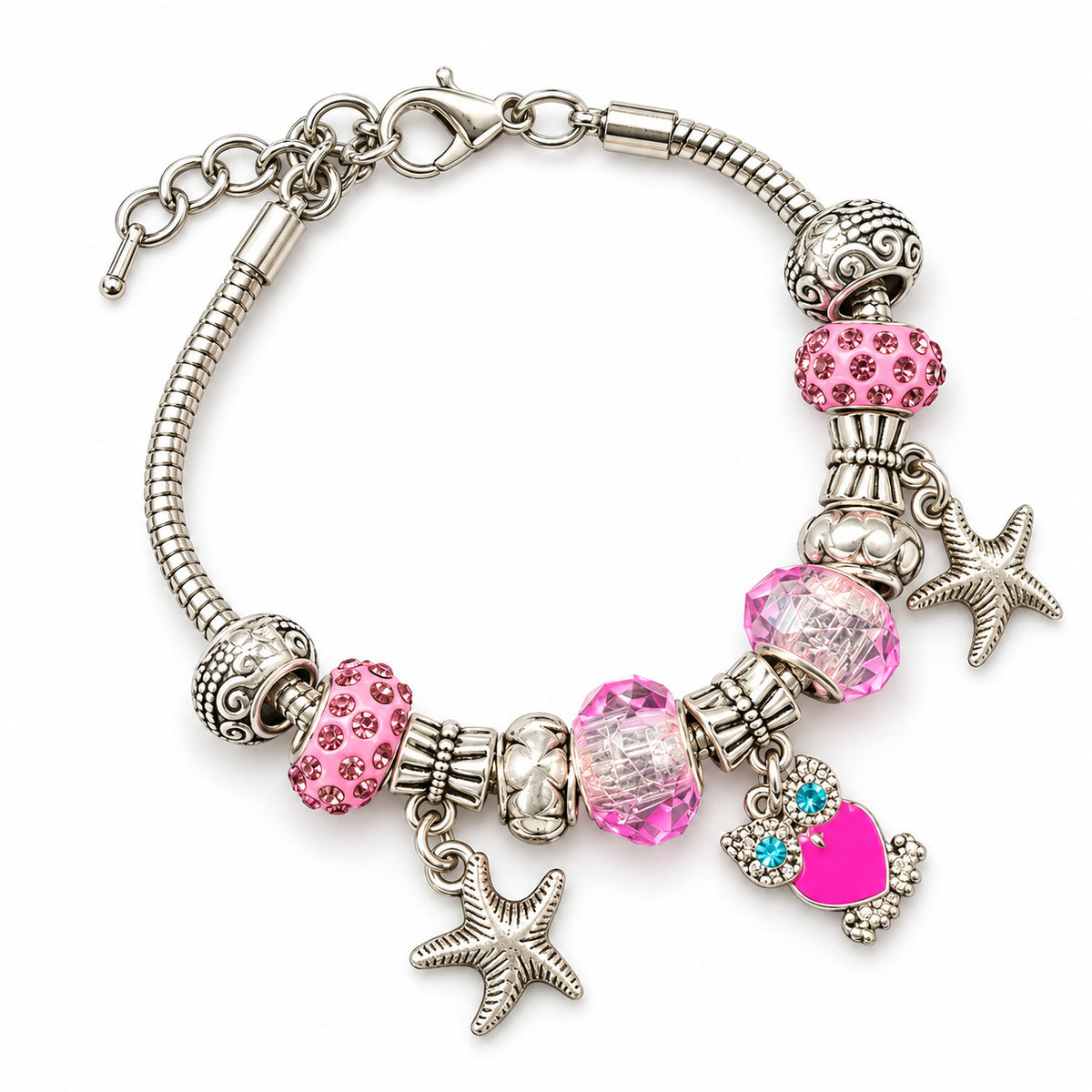 Lila Kristall Armband ca. 19 cm aus nickelfreiem Messing