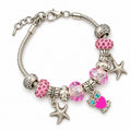 Lila Kristall Armband ca. 19 cm aus nickelfreiem Messing