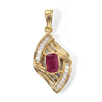 EverTrue AAA afrikanischer Rubin (Fissure gefüllt) und Moissanit Anhänger, Bronze mit Gelbgold E-Beschichtung - 1,06 ct.