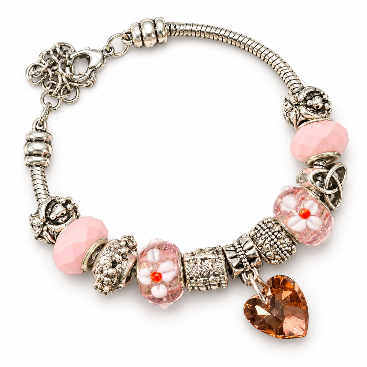 Rosa Kristall Armband ca. 19 cm aus nickelfreiem Messing